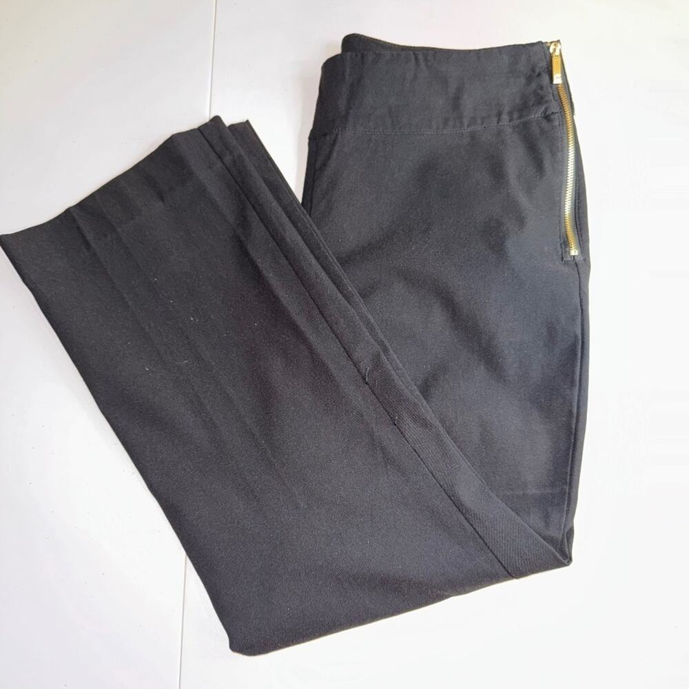 Chico's pants black flat front side zipper crop ankle elastic waist Sz 1.5 US 10